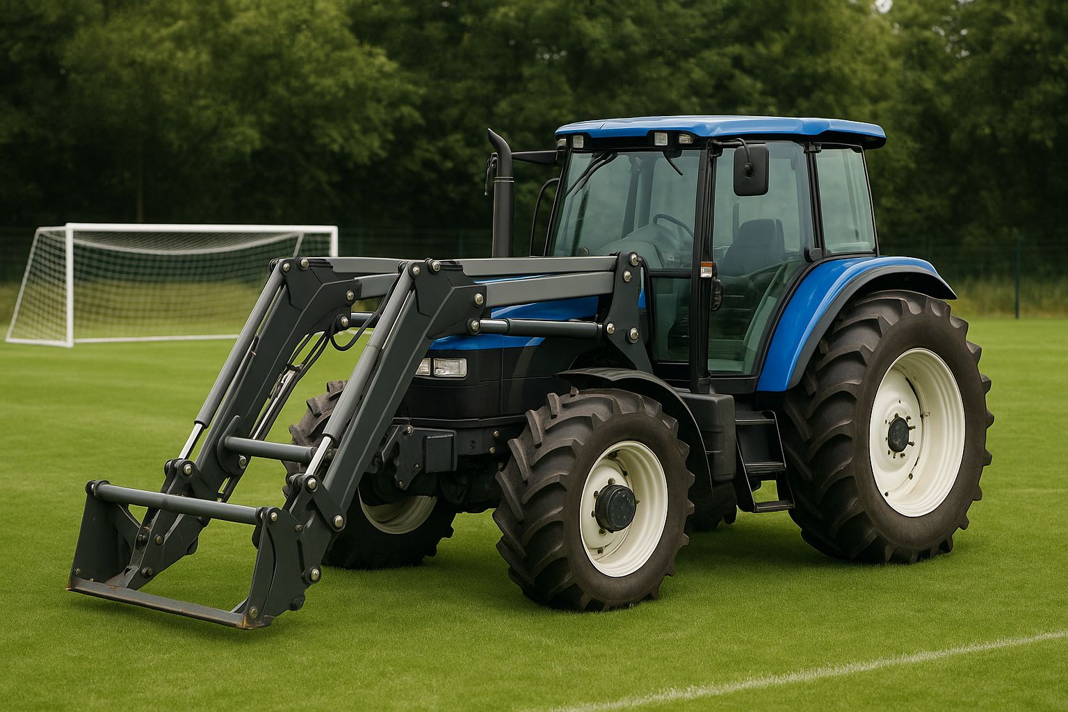 Teamarbeit bei einer Online-Auktion für Landtechnik, mit Laptop und Baumaschinen